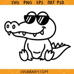 Alligator with sunglasses SVG, Cool Crocodile SVG, Gator With Glasses svg