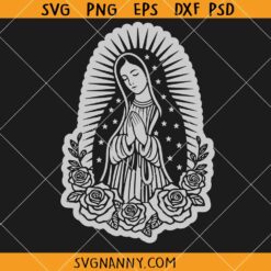 Floral Virgen De Guadalupe SVG, Virgen de Guadalupe with Roses SVG, Virgin Mary SVG, Mary Mother of god SVG