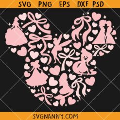Princess Coquette Bows SVG, Princess Cinderella SVG, Princess Symbols SVG, Disneyland SVG