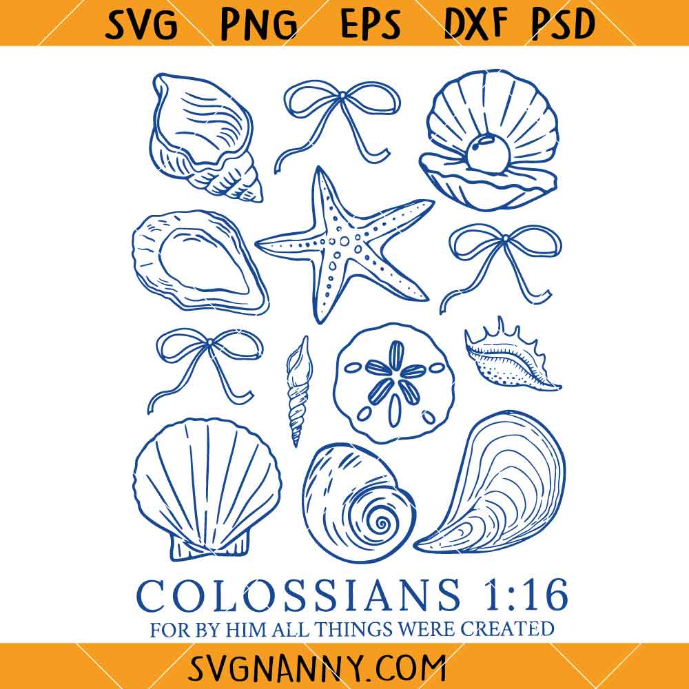Seashell Christian Bible Verse SVG, Coastal Bible Verse SVG, Christian Seashell SVG, Baptism SVG