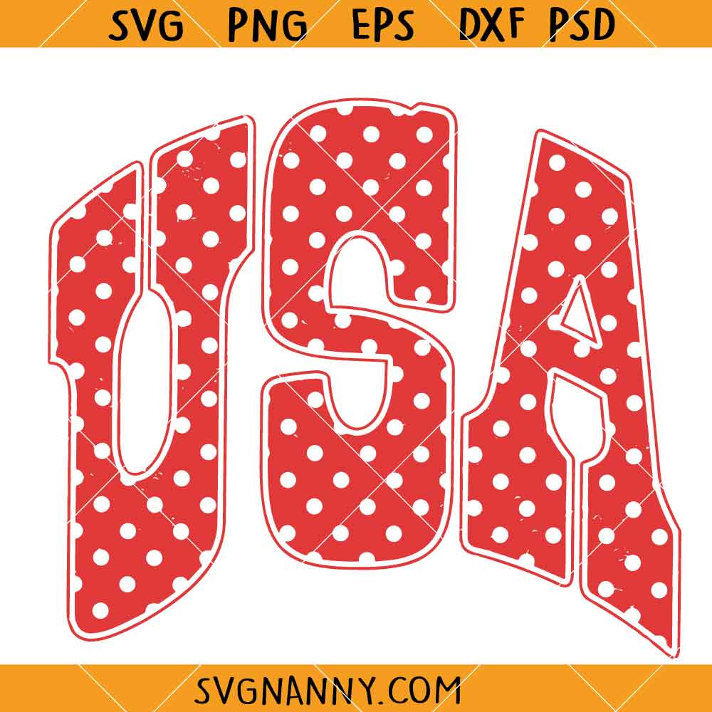 USA Red Polka Dot SVG, USA SVG, Merica SVG, Memoral Polka Design SVG, Freedom SVG