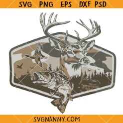 Deer Duck Fishing SVG, Hunting Logo Svg, Hunting Shirt SVG
