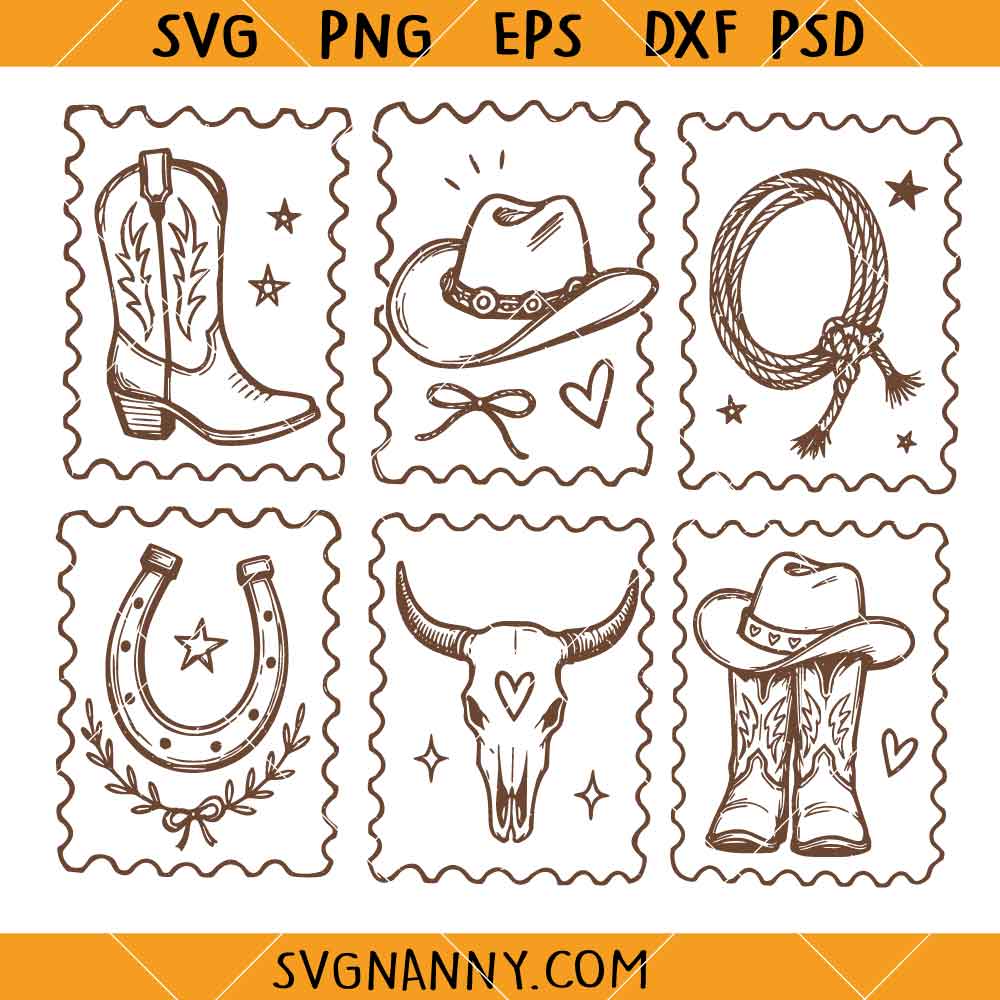 Minimalist Western Stamp SVG, Cowboy stamp SVG, Western SVG