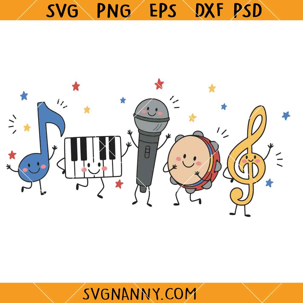 Music Doodle Characters SVG, School Music Class Clipart Set SVG, Music teacher svg