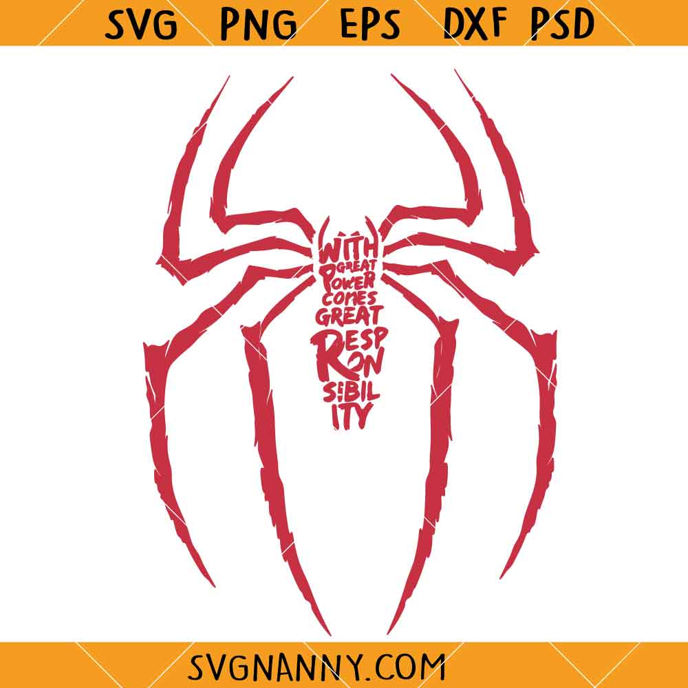 Spiderman Great Responsibility SVG, Spiderman Shirt SVG, With Great Power Comes Great Responsibility SVG