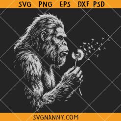 Bigfoot Blowing Dandelion SVG, Sasquatch SVG, Bigfoot Blowing Wishes SVG