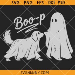 Boo-P Ghost Dog SVG, Funny Halloween Golden Retriever SVG, Spooky Dog Lover SVG