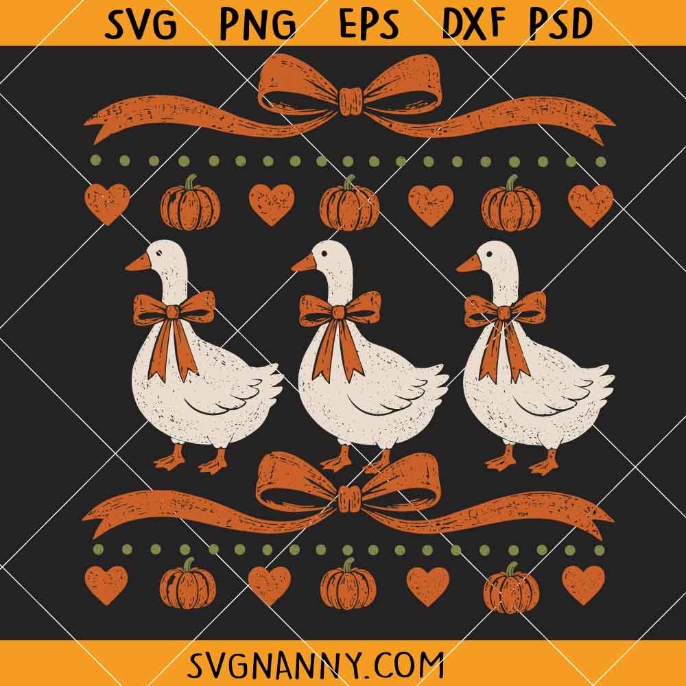 Fall Country Goose SVG, Glam Goose Bow svg, Hello Fall Goose svg