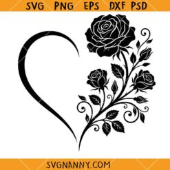 Floral Heart SVG, Rose Heart SVG, Floral Wreath SVG, Love SVG