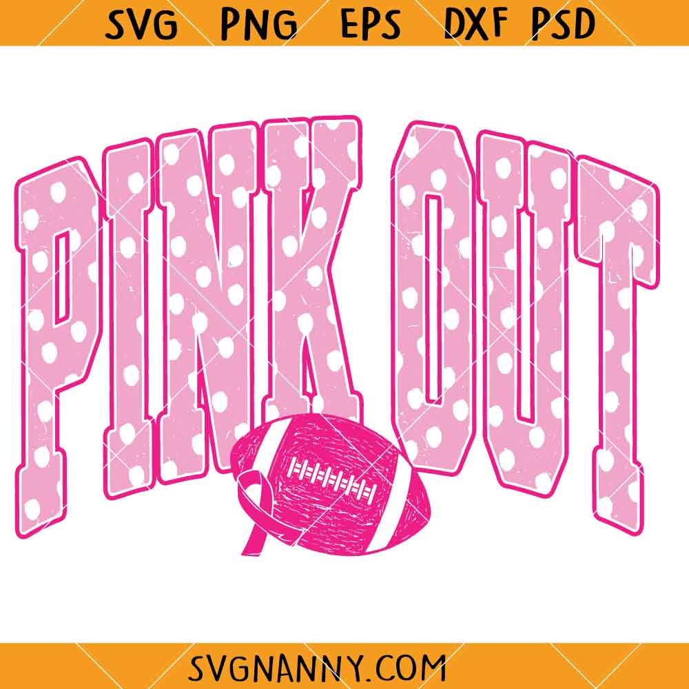 Football Pink Out SVG, Football pink ribbon svg, Football Cancer Awareness SVG