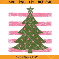 Grunge Polkadot Christmas Tree SVG, Distressed Christmas SVG, Retro Christmas SVG