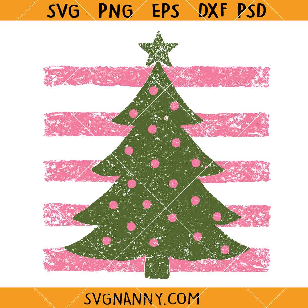 Grunge Polkadot Christmas Tree SVG, Distressed Christmas SVG, Retro Christmas SVG
