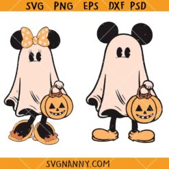 Halloween mickey and Minnie ghost SVG,Disney Halloween SV, Spooky Vibes Svg