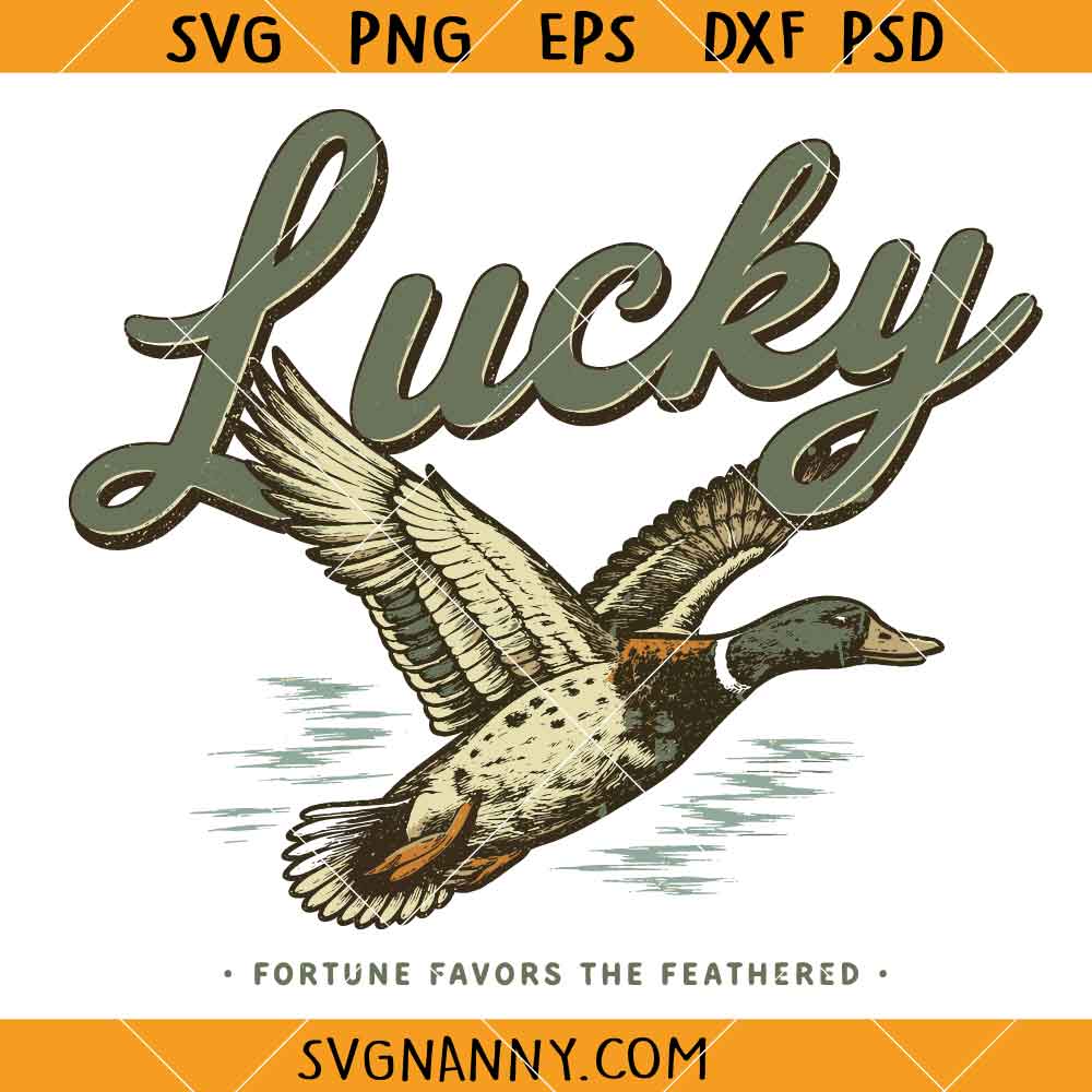 Lucky Flying Mallard Duck SVG, Vintage Mallard Duck SVG, Duck Hunter SVG