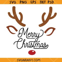 Merry Christmas SVG, Reindeer Antlers Svg, Christmas Sign SVG