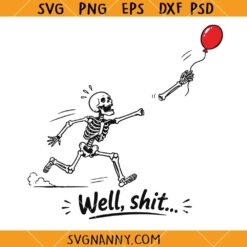 Skeleton Lost Balloon SVG, Funny Halloween Skeleton SVG, Halloween Skeleton SVG, Spooky SVG