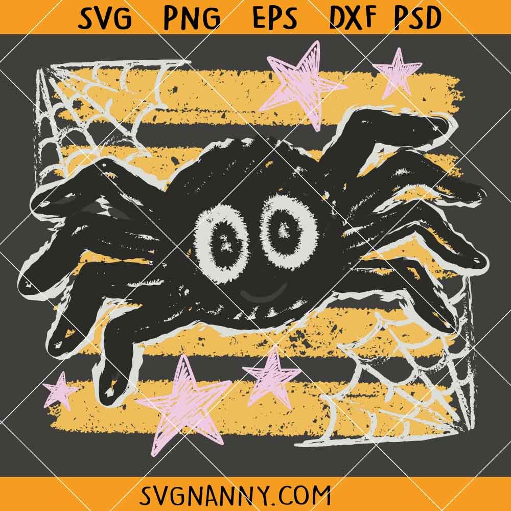 Striped Spooky Spider SVG, Halloween Spider SVG, Preppy Striped Halloween SVG