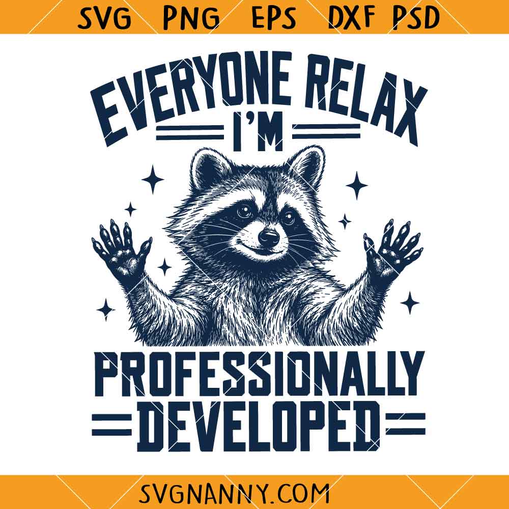 Everyone Relax Im Professionally Developed Raccoon SVG, Funny Raccoon Teacher SVG