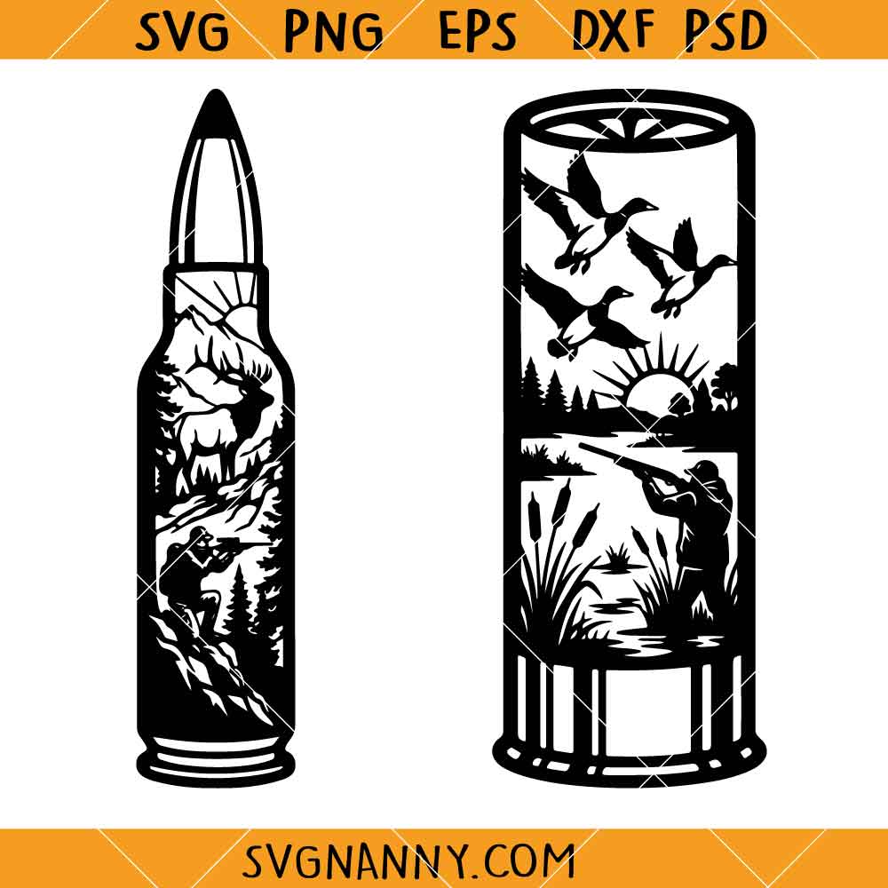 Hunting Bullet Scene SVG, duck hunter SVG, Outdoor Adventure SVG