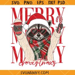 Merry Christmas Raccoon SVG, Animal Christmas Shirt SVG, Christmas Animal Lover Gift SVG, Holiday Decor SVG