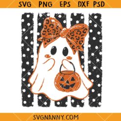 Preppy Halloween Ghost Polka Dots SVG, Spooky Season SVG, Cute Ghost Boo SVG