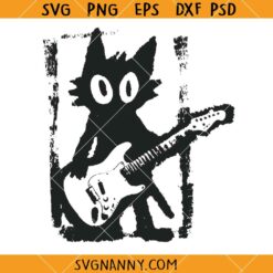 Rock Star Cat SVG, Rock Cat Playing Guitar Svg, Rock and Roll Cat Svg