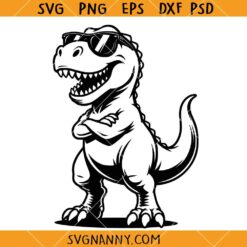 T-Rex with Sunglasses SVG, Tyrannosaurus Svg,Dinosaur Sunglasses svg