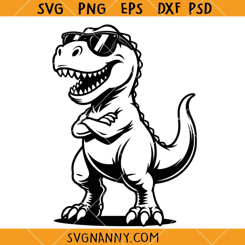 T-Rex with Sunglasses SVG, Tyrannosaurus Svg,Dinosaur Sunglasses svg