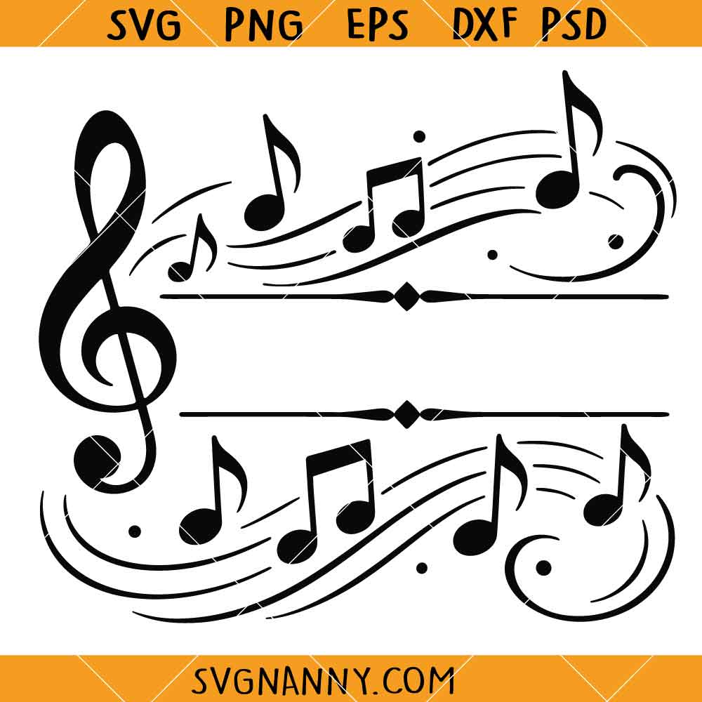 Treble Clef Music Monogram SVG, Music Lover Name Frame SVG,Music Notes SVG