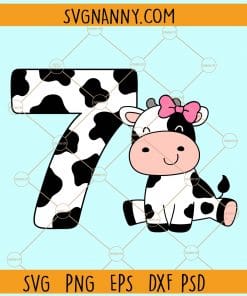 7th cowgirl birthday svg