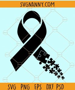 Autism awareness ribbon with puzzle pieces svg