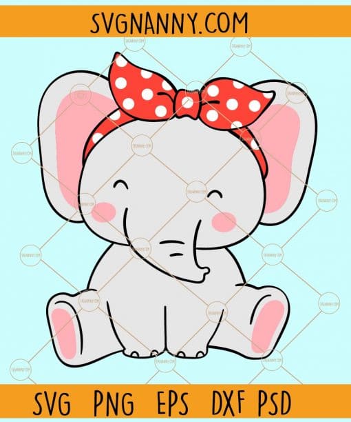 Baby elephant with bandana clipart svg