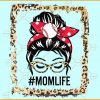 Baseball messy bun mom life Leopard print frame svg