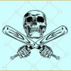 Baseball skull with crossed bats svg
