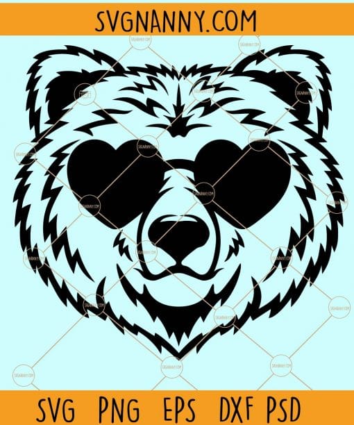 Bear face with sunglasses svg