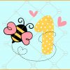 Bee first birthday with love heart symbols svg