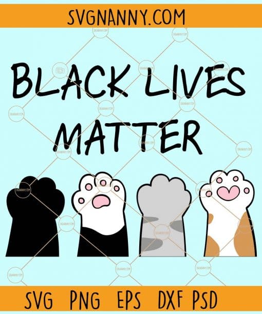 Black lives matter cat paw set svg