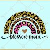 Blessed mom leopard print raibow svg