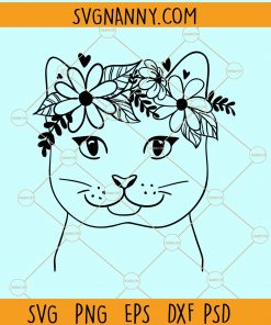 Cat floral crown svg