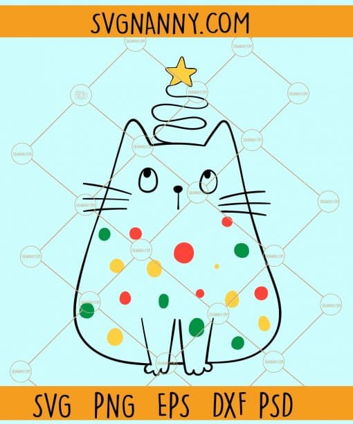 Christmas cat with lights svg