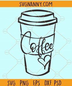 Coffee cup with heart svg