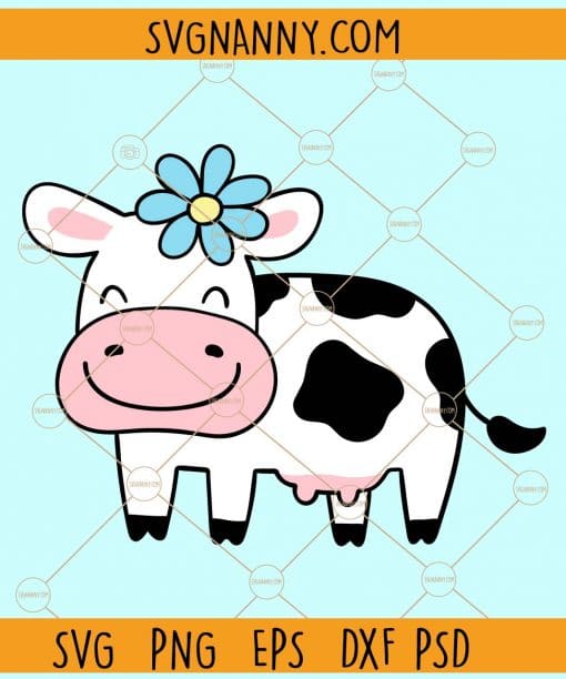 Cow mom with daisy svg