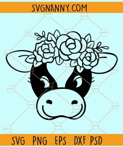 Cow with floral crown svg