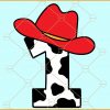 Cowboy birthday number one svg