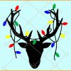 Deer head with christmas lights svg