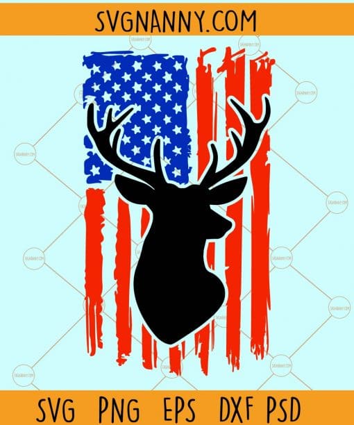 Distressed american flag deer hunting svg