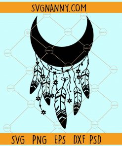 Dreamcatcher with crescent moon svg