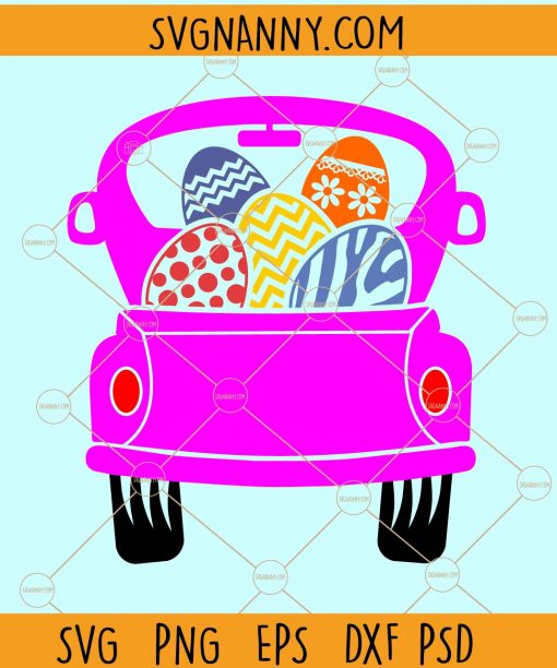 Easter truck with eggs svg