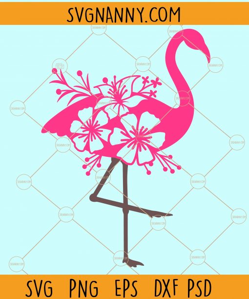 Flamingo with flowers svg