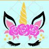 Floral Unicorn face svg